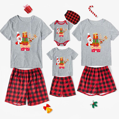 Christmas Matching Family Pajamas Christmas Exclusive Design Santa Claus Deer Gift Box  Short Pajamas Set