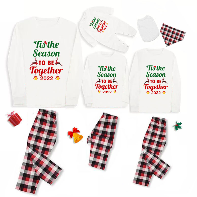 2022 Christmas Matching Family Pajamas Merry Christmas Season To Be Together Plaids Pajamas Set