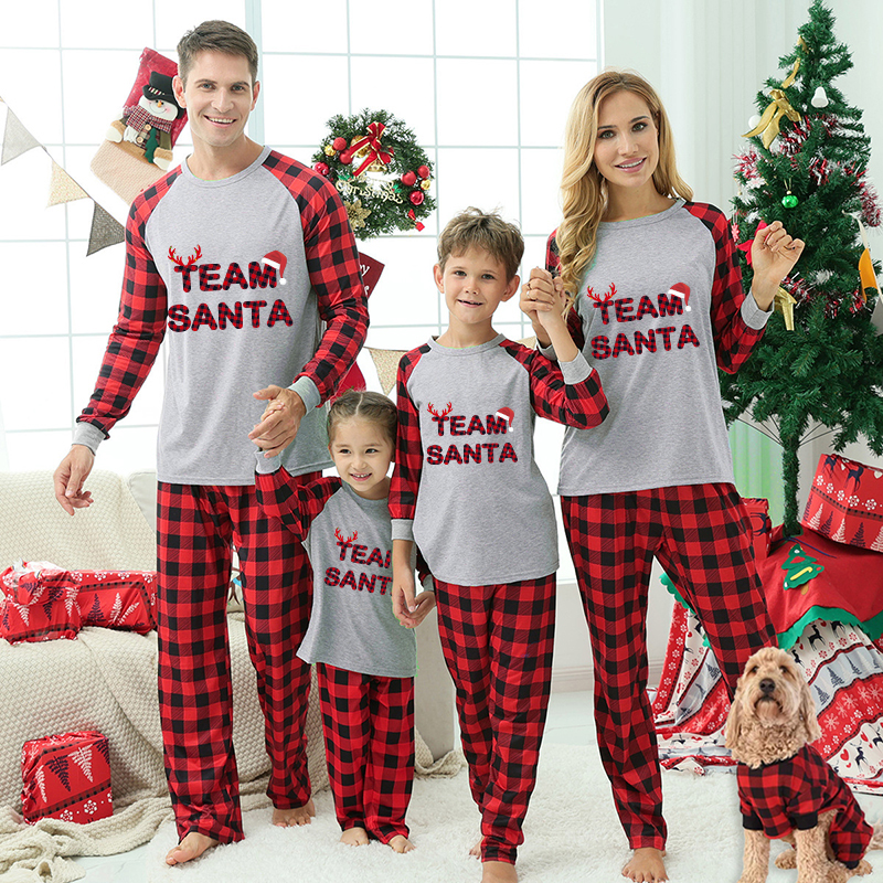 Christmas Matching Family Pajamas Exclusive Design Team Santa White Pajamas Set