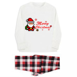 Christmas Matching Family Pajamas Exclusive Design Merry Christmas Puzzle Santa Claus White Pajamas Set