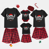 Christmas Matching Family Pajamas Exclusive Design Merry Christmas Hat and Pendant Black Pajamas Set