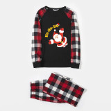 Christmas Matching Family Pajamas Exclusive Design HO HO HO Flying Santa Claus Black White Plaids Pajamas Set
