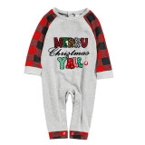 Christmas Matching Family Pajamas Exclusive Design Checkered Squares Merry Christmas Gray Pajamas Set
