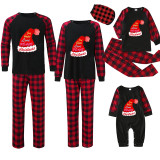 Christmas Matching Family Pajamas Joy Hope Love Peace Christmas Hat Black Pajamas Set