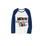 Christmas Matching Family Pajamas Exclusive Design Checkered Squares Merry Christmas Blue Pajamas Set