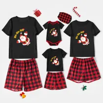 Christmas Matching Family Pajamas Exclusive Design HO HO HO Flying Santa Claus Black Pajamas Set