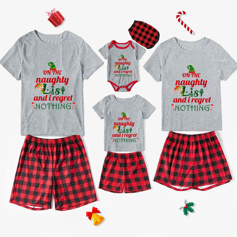 Christmas Matching Family Pajamas On The Naughty List I Regret Nothing Short Pajamas Set