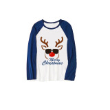 Christmas Matching Family Pajamas Exclusive Design Merry Christmas Deer Head Blue Plaids Pajamas Set