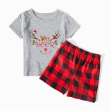 Christmas Matching Family Pajamas Smile Oh Deer Antlers Short Pajamas Set