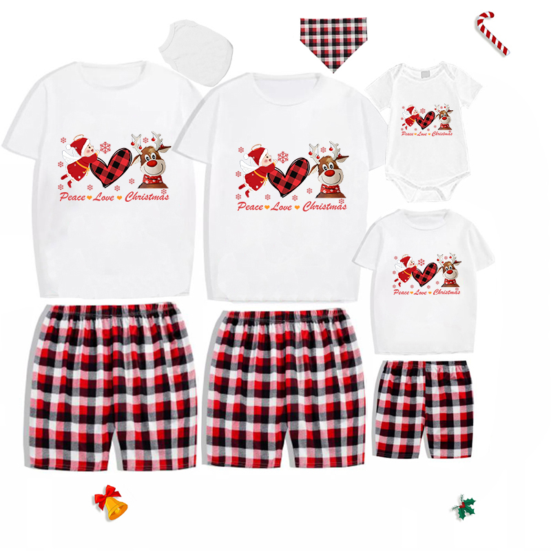 Christmas Family Pajamas Angle Peace Heart Love Deer Christmas Short Matching Pajamas Set