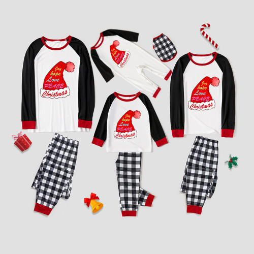 Christmas Matching Family Pajamas Exclusive Design Merry Christmas You Love Peace Hat White Pajamas Set