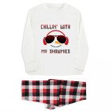 Christmas Matching Family Pajamas Exclusive Design Snowmies with Sunglasses White Pajamas Set