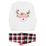 Christmas Matching Family Pajamas Smile Oh Deer Antlers Plaids Pajamas Set