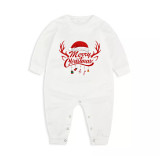 Christmas Matching Family Pajamas Exclusive Design Merry Christmas Hat and Pendant White Pajamas Set