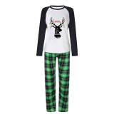 2022 Christmas Matching Family Pajamas Exclusive Design Reindeer Pendant Green Plaids Pajamas Set