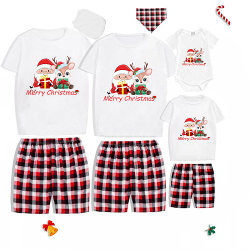 20Christmas Matching Family Pajamas Exclusive Design Merry Christmas Santa Claus and Deer Gift Box Short Pajamas Set