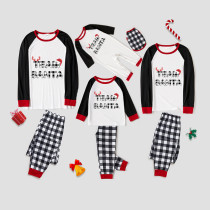 icusromiz Christmas Matching Family Pajamas Exclusive Design Team Santa White Plaids Pajamas Set