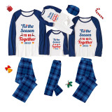 2022 Christmas Matching Family Pajamas Exclusive Design Merry Christmas Season Together Blue Plaids Pajamas Set