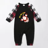 Christmas Matching Family Pajamas Exclusive Design HO HO HO Flying Santa Claus Black White Plaids Pajamas Set