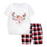 Christmas Matching Family Pajamas Smile Oh Deer Antlers Short Pajamas Set