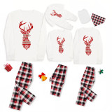Christmas Matching Family Pajamas Merry Christmas Heart Reindeer Head Plaids Pajamas Set