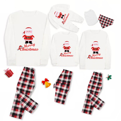 Christmas Matching Family Pajamas Exclusive Design Merry Christmas Snata Claus White Pajamas Set