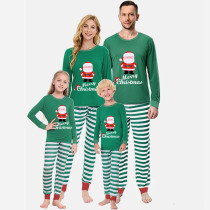Christmas Matching Family Pajamas Exclusive Design Merry Christmas Santa Claus Green Stripes Pajamas Set