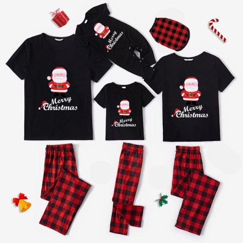 Christmas Matching Family Pajamas Exclusive Design Merry Christmas Snata Claus Black Pajamas Set