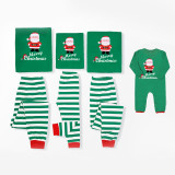 Christmas Matching Family Pajamas Exclusive Design Merry Christmas Santa Claus Green Stripes Pajamas Set