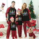 Christmas Matching Family Pajamas Exclusive Colorful Christmas Tree Merry Christmas Black Pajamas Set