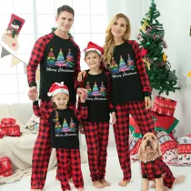 Christmas Matching Family Pajamas Exclusive Colorful Christmas Tree Merry Christmas Black Pajamas Set