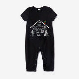 2022 Christmas Matching Family Pajamas Exclusive Design Our First Christmas In Our Home Black Pajamas Set