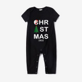2022 Christmas Matching Family Pajamas Exclusive Design Santa Claus Christmas Tree Black Pajamas Set