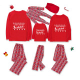 Christmas Matching Family Pajamas Exclusive Design Merry Christmas Santa and Reindeer Red Pajamas Set