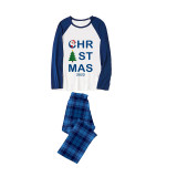 2022 Christmas Matching Family Pajamas Exclusive Design Santa Claus Christmas Tree Blue Plaids Pajamas Set