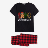 Christmas Matching Family Pajamas LOVE Gingerbread Man Christmas Black Pajamas Set
