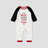 Christmas Matching Family Pajamas Exclusive Design Most Wonderful Time White Black Plaids Pajamas Set