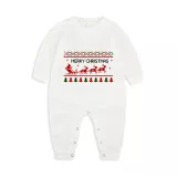 Christmas Matching Family Pajamas Exclusive Design Merry Christmas Santa and Reindeer White Pajamas Set