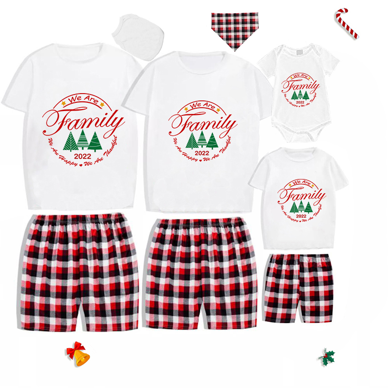 2022 Christmas Matching Family Pajamas Exclusive We Are Family Wreath Xmas Tree Short Pajamas Set