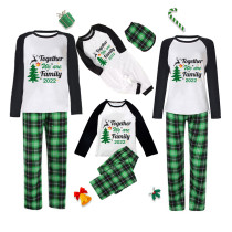 2022 Christmas Matching Family Pajamas Exclusive Family Together Flying Reindeer Green Plaids Pajamas Set