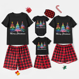 Christmas Matching Family Pajamas Exclusive Colorful Christmas Tree Merry Christmas Black Pajamas Set