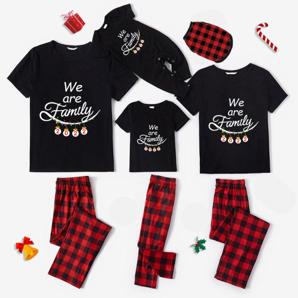 Christmas Matching Family Pajamas We Are Family 2022 Ornaments Black Pajamas Set