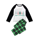 Christmas Matching Family Pajamas Merry Christmas Beatiful Tree Green Plaids Pajamas Set