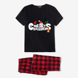 Christmas Matching Family Pajamas Exclusive Design Snowflake Merry Christmas Black Pajamas Set