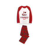 2022 Christmas Matching Family Pajamas Exclusive Design I Love My Family Red Pajamas Set