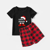 Christmas Matching Family Pajamas Exclusive Design Christmas Hat Elf Santa Black Pajamas Set