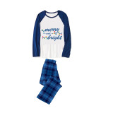 Christmas Matching Family Pajamas Exclusive Design Marry Bright Hanukkah Blue Pajamas Set