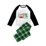 Christmas Matching Family Pajamas Exclusive Snowman LOVE Christmas Green Plaids Pajamas Set
