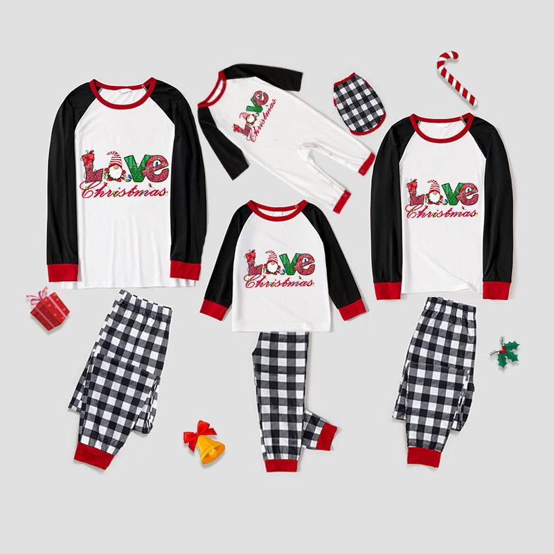Christmas Matching Family Pajamas Exclusive Design LOVE Gnomie White Pajamas Set