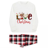 Christmas Matching Family Pajamas Exclusive Design LOVE Deer Antler White Pajamas Set